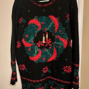 Festive Holiday Sweater with Wreath Design